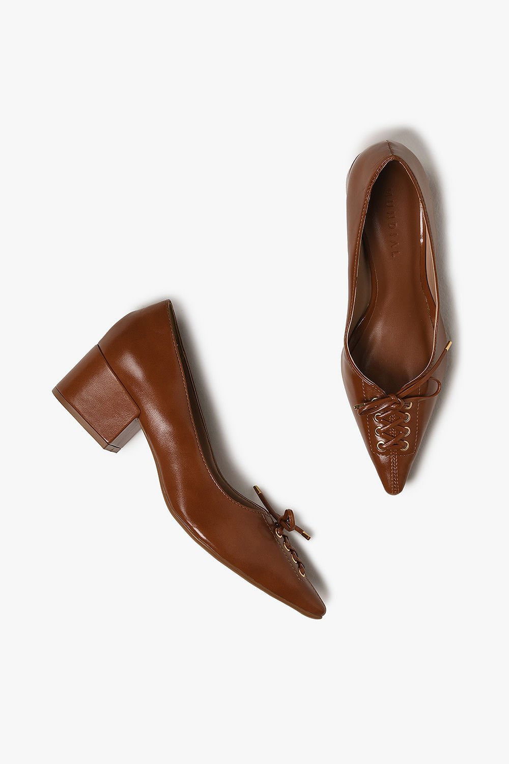 Scarpin Feminino Salto Baixo Mundial Elisabeth Caramelo 3