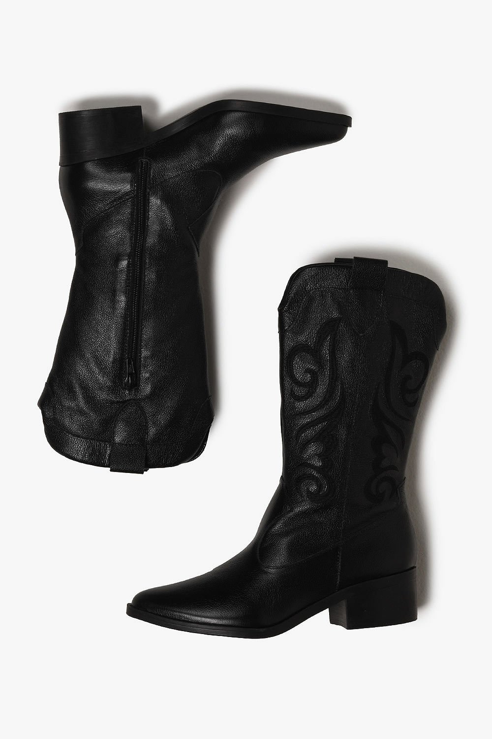 Bota Texana Feminina Cano Médio Mundial Thaila Preto 6