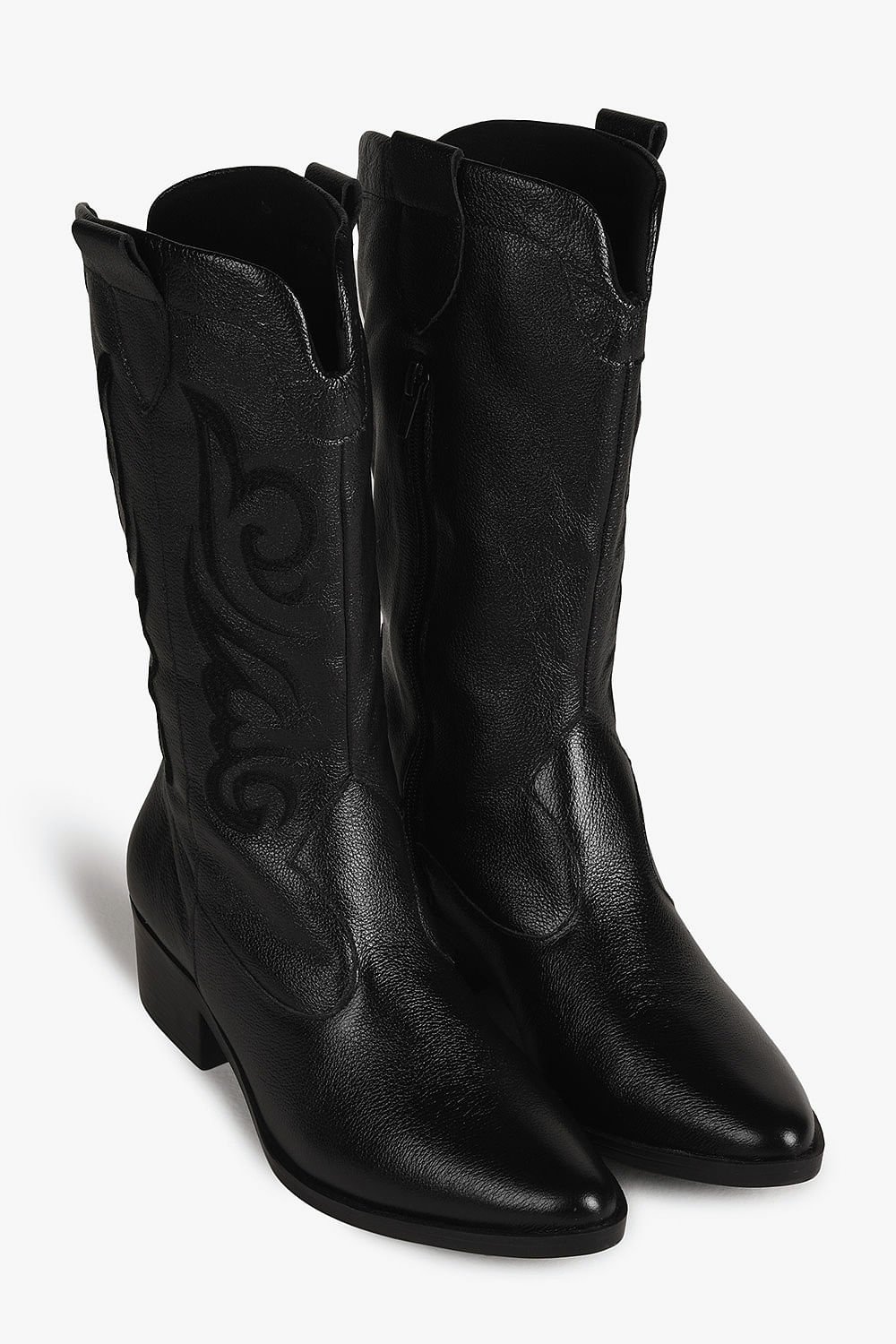 Bota Texana Feminina Cano Médio Mundial Thaila Preto 8