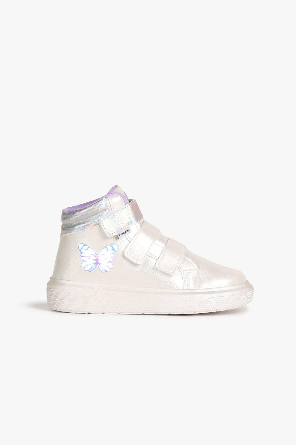 Tênis Infantil Cano Alto Pampili Butterfly de Led Branco 2