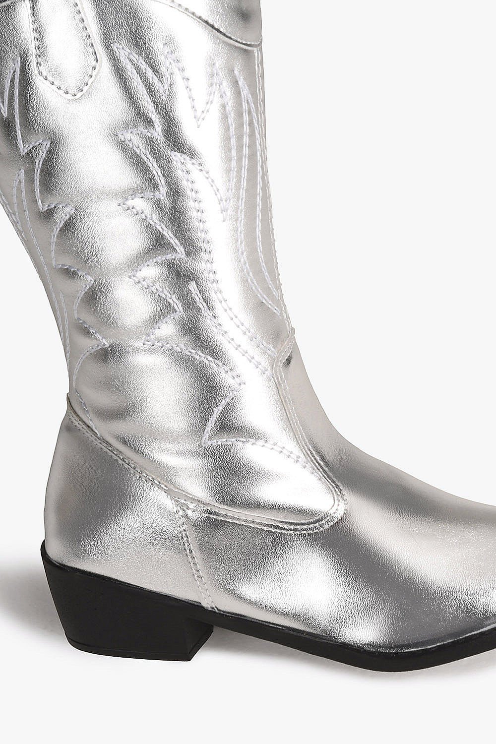 Bota Infantil Texana Cano Médio Menina Fashion Jade Prata 2