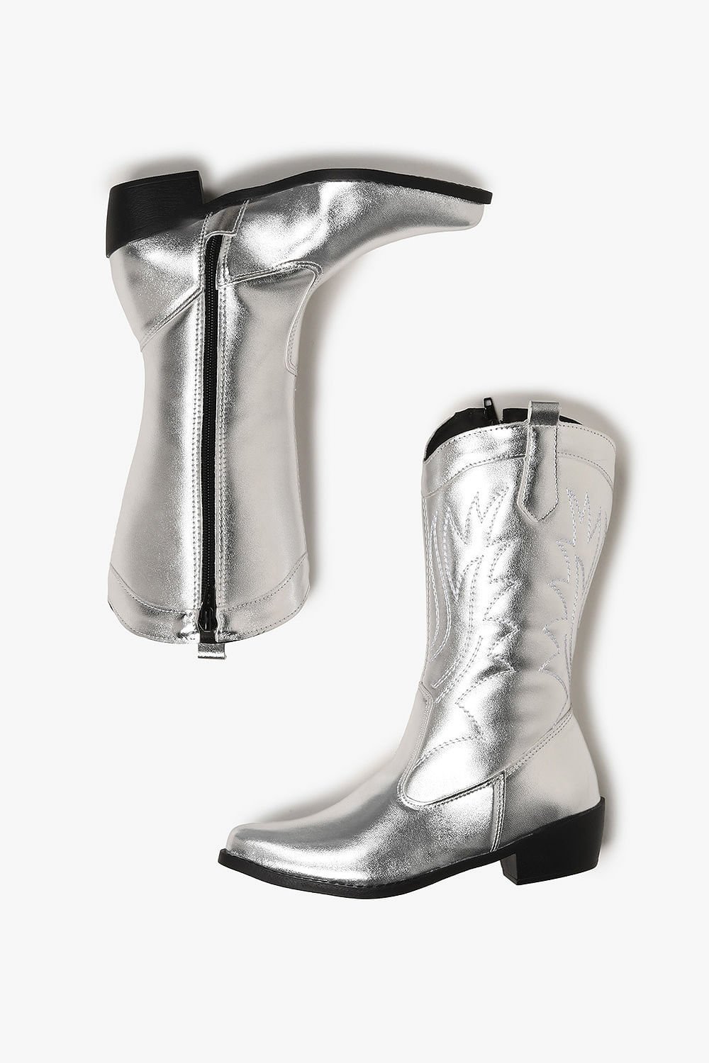 Bota Infantil Texana Cano Médio Menina Fashion Jade Prata 3