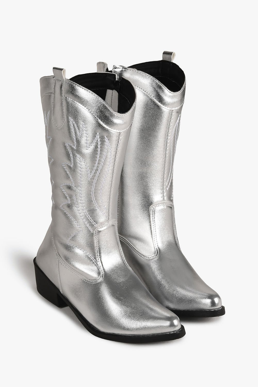 Bota Infantil Texana Cano Médio Menina Fashion Jade Prata 4