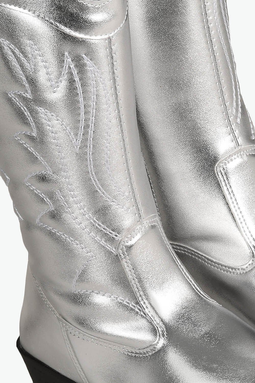Bota Infantil Texana Cano Médio Menina Fashion Jade Prata 5