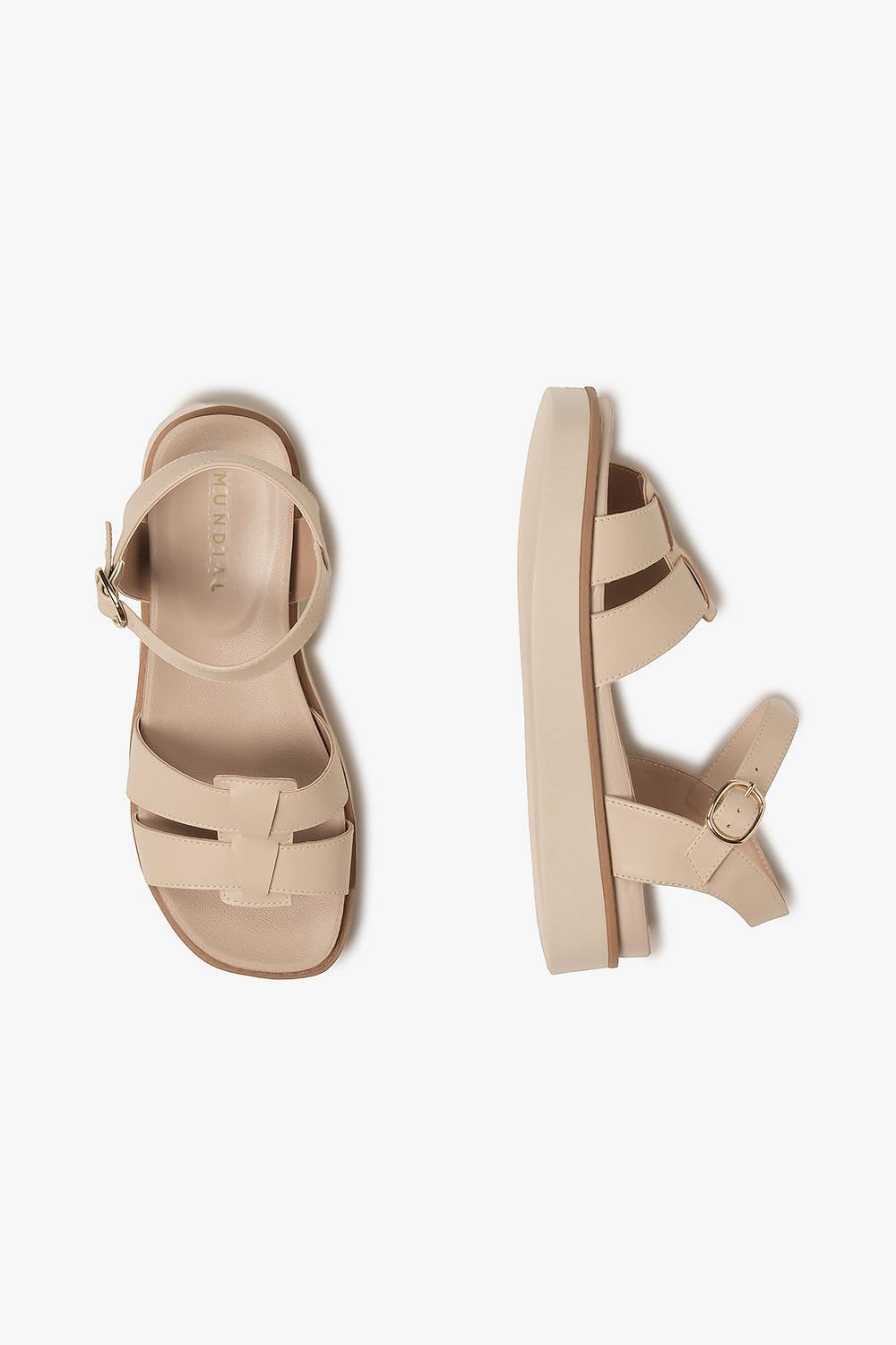 Sandália Feminina Flatform Mundial Raveny Bege 3
