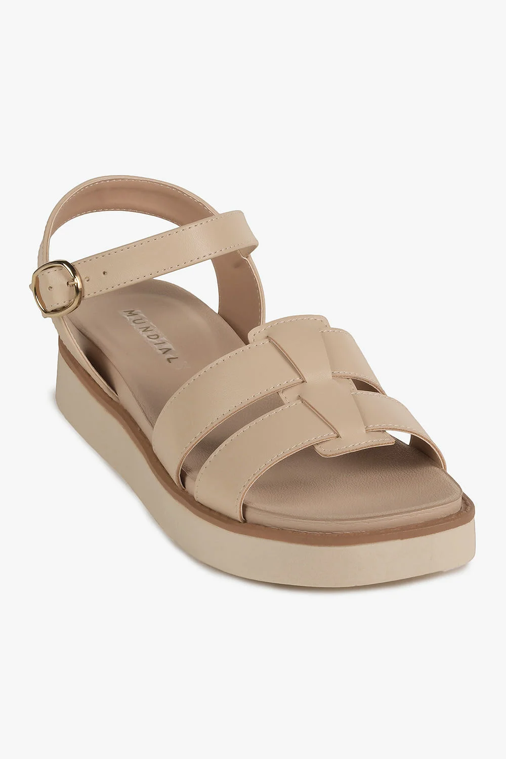 Sandália Feminina Flatform Mundial Raveny Bege 4