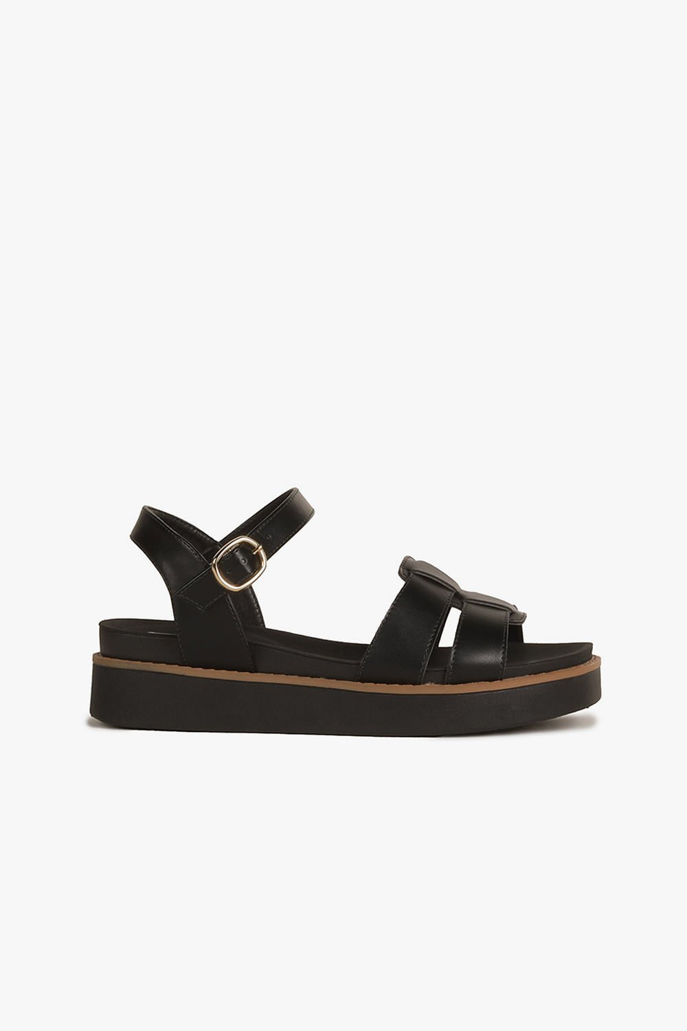 Sandália Feminina Flatform Mundial Raveny Preto 1