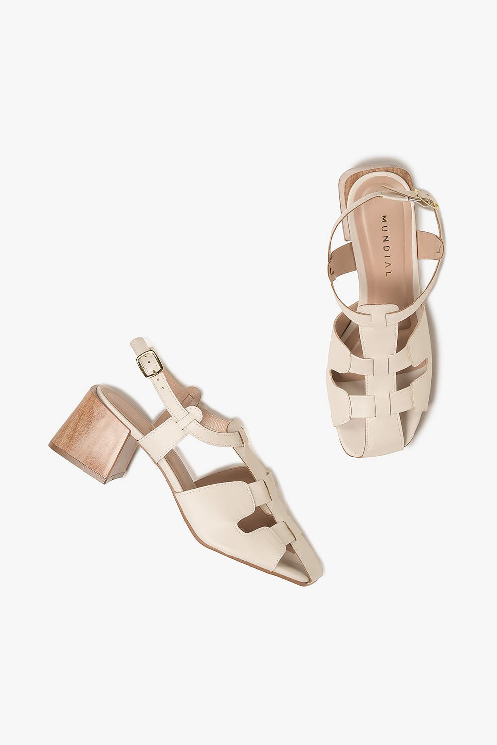 Sandália Feminina Salto Médio Mundial Verena Off White 3