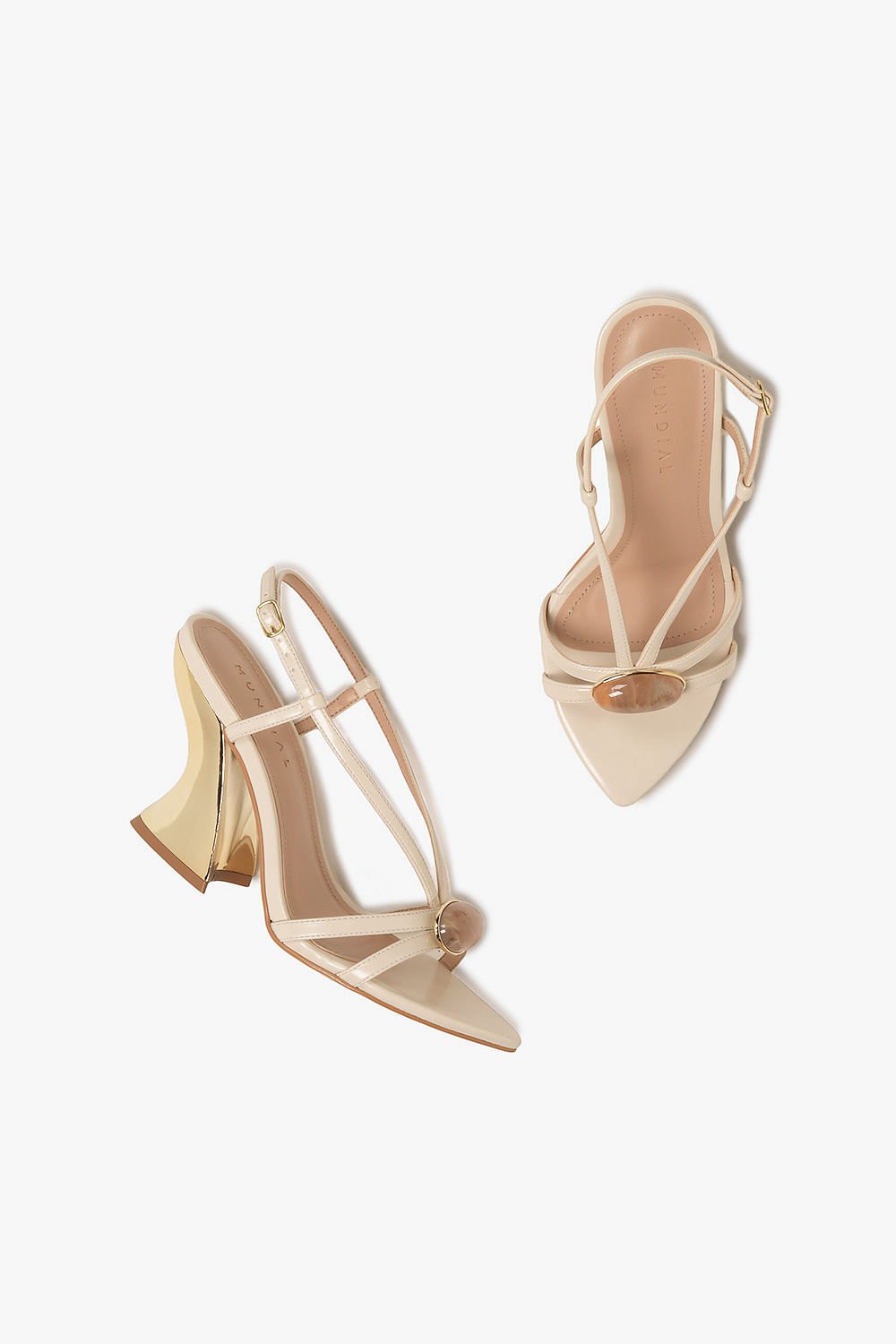 Sandália Feminina Salto Alto Mundial Millie Bege 3