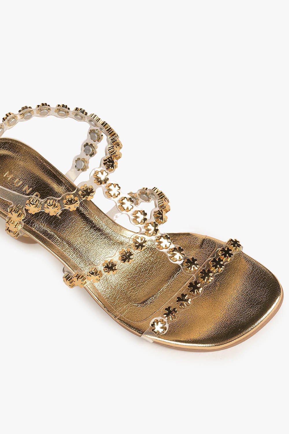 Sandália Feminina Salto Medio Mundial Rafaele Dourado 2