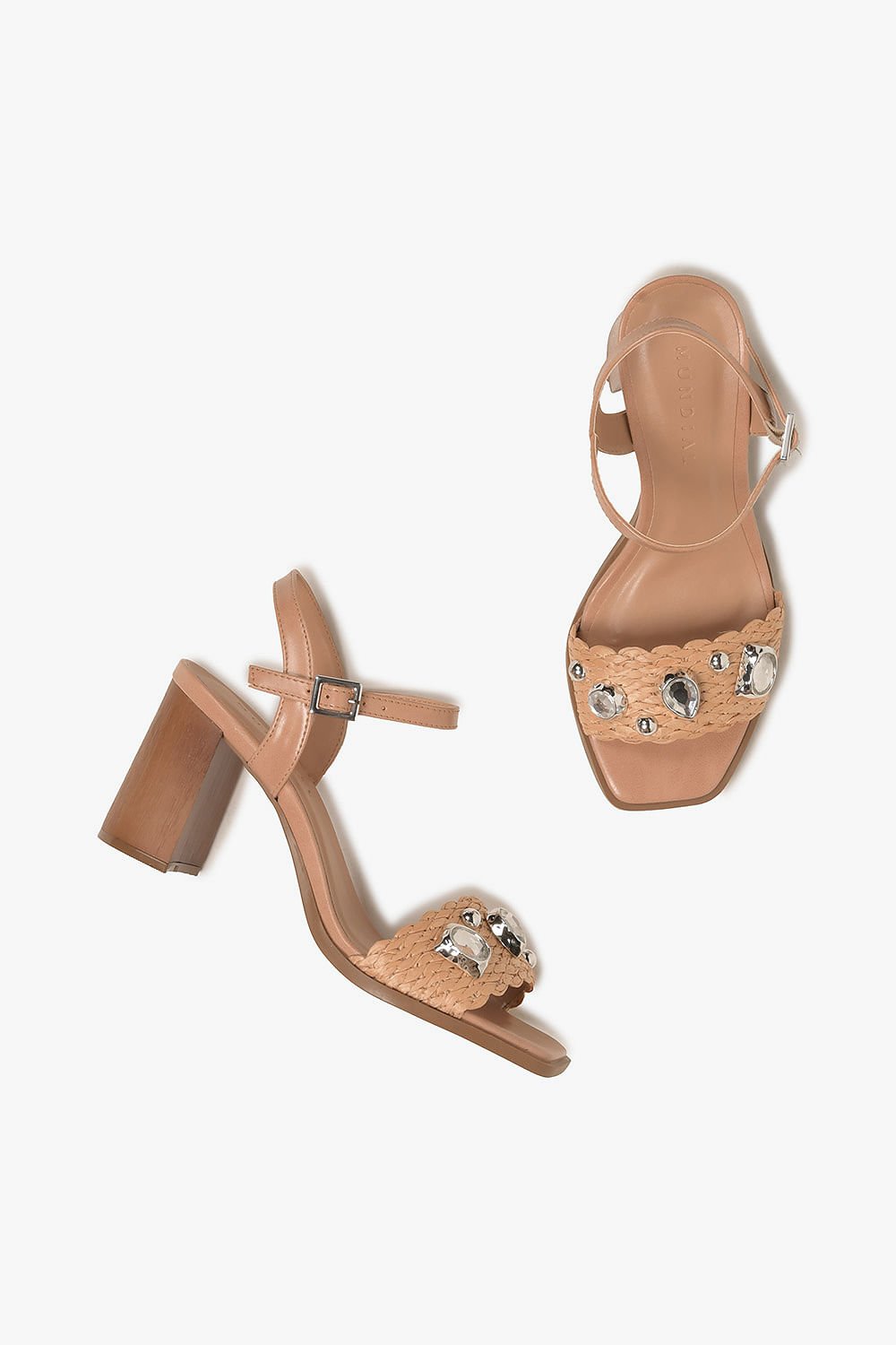 Sandália Feminina Salto Alto Mundial Eleni Bege 3