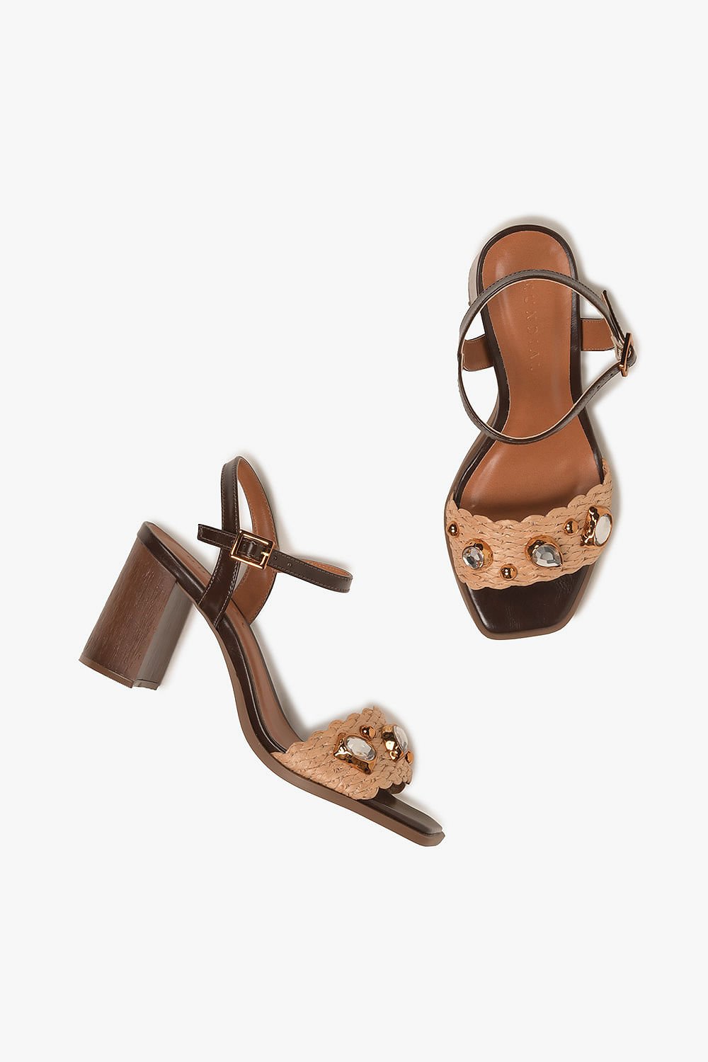 Sandália Feminina Salto Alto Mundial Eleni Café/Bege 3