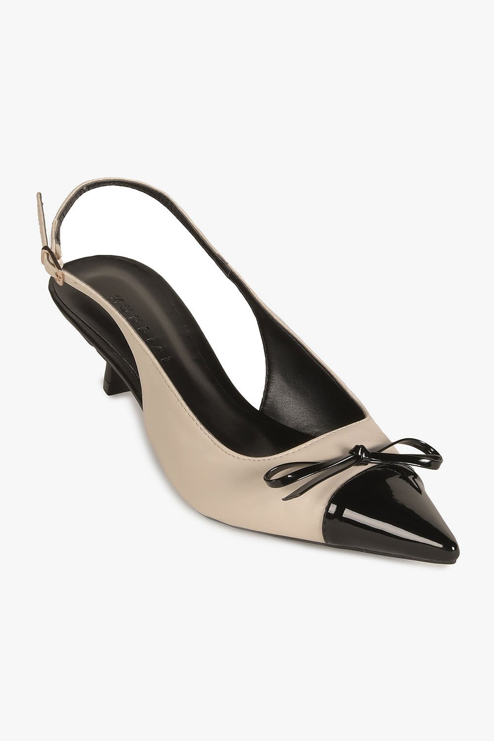 Sapato Feminino Slingback Mundial Polianna Off White/Preto 4