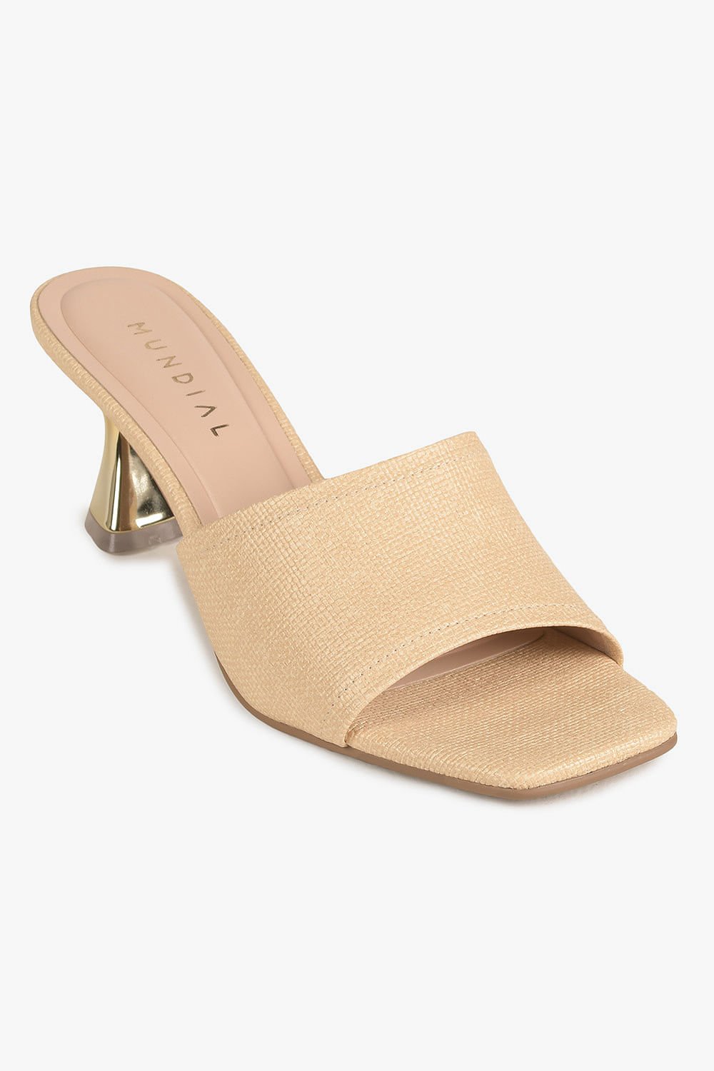 Tamanco Feminino Salto Médio Mundial Wendy Bege 4