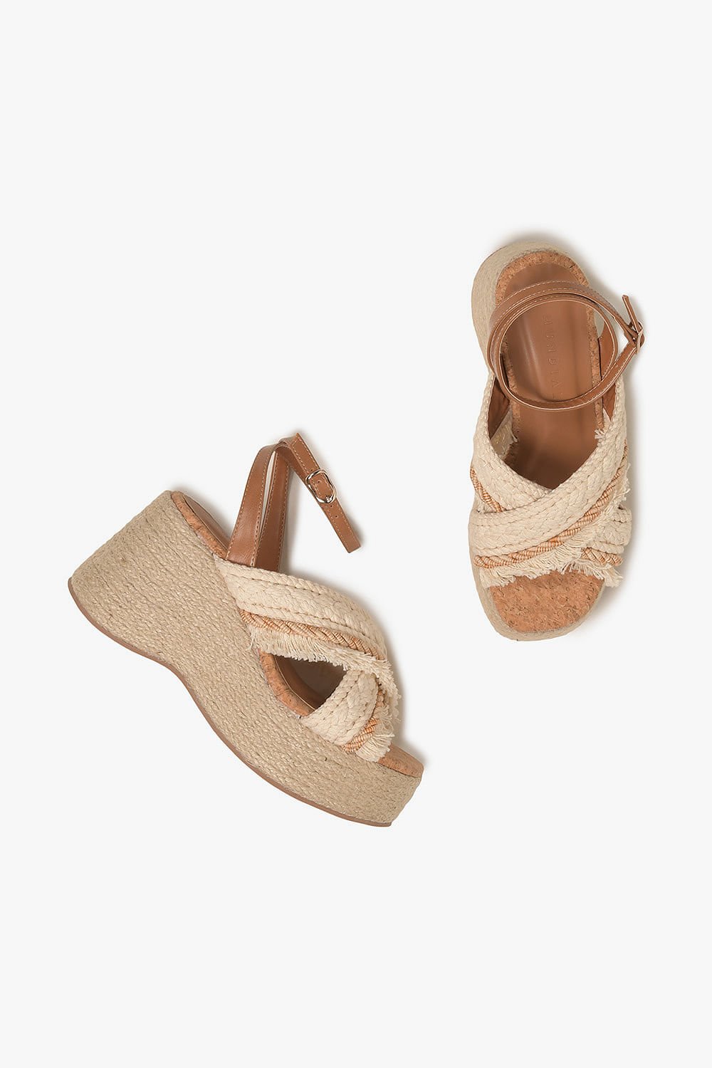 Sandália Feminina Anabela Mundial Isidora Bege 3