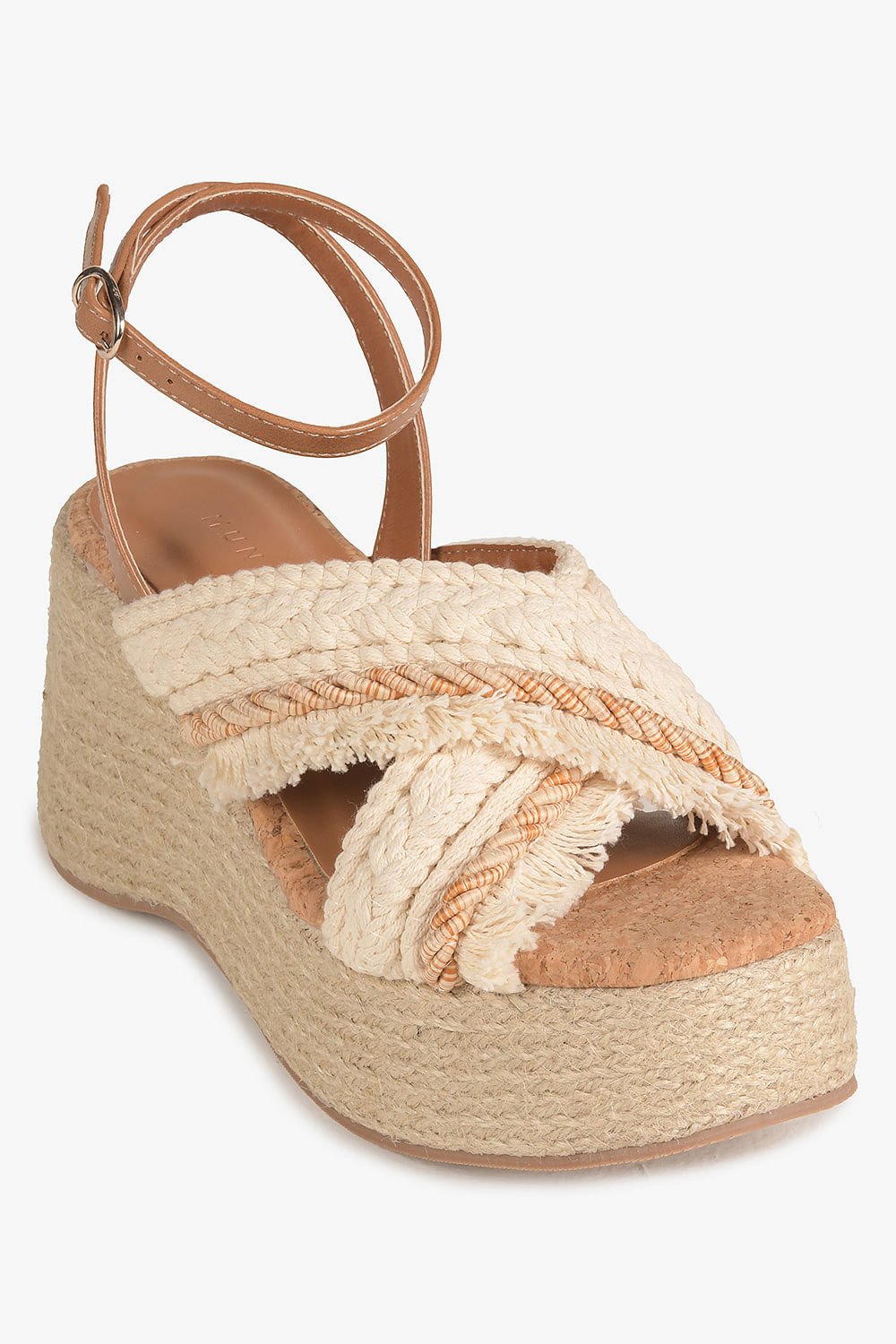 Sandália Feminina Anabela Mundial Isidora Bege 4