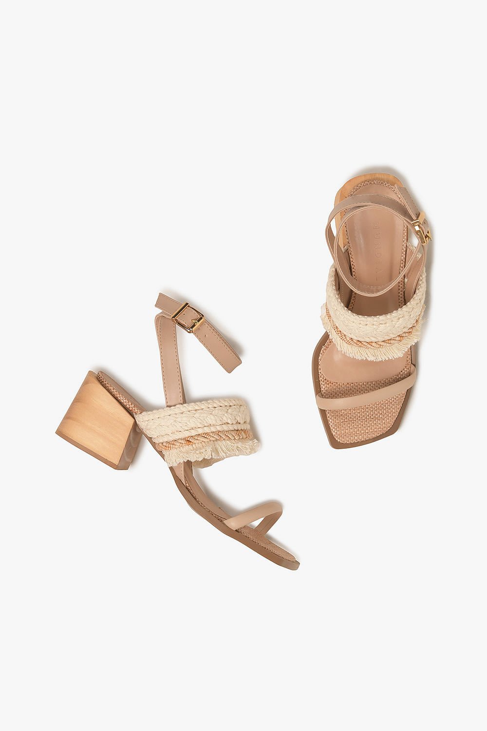 Sandália Feminina Salto Médio Mundial Jimena Bege 3