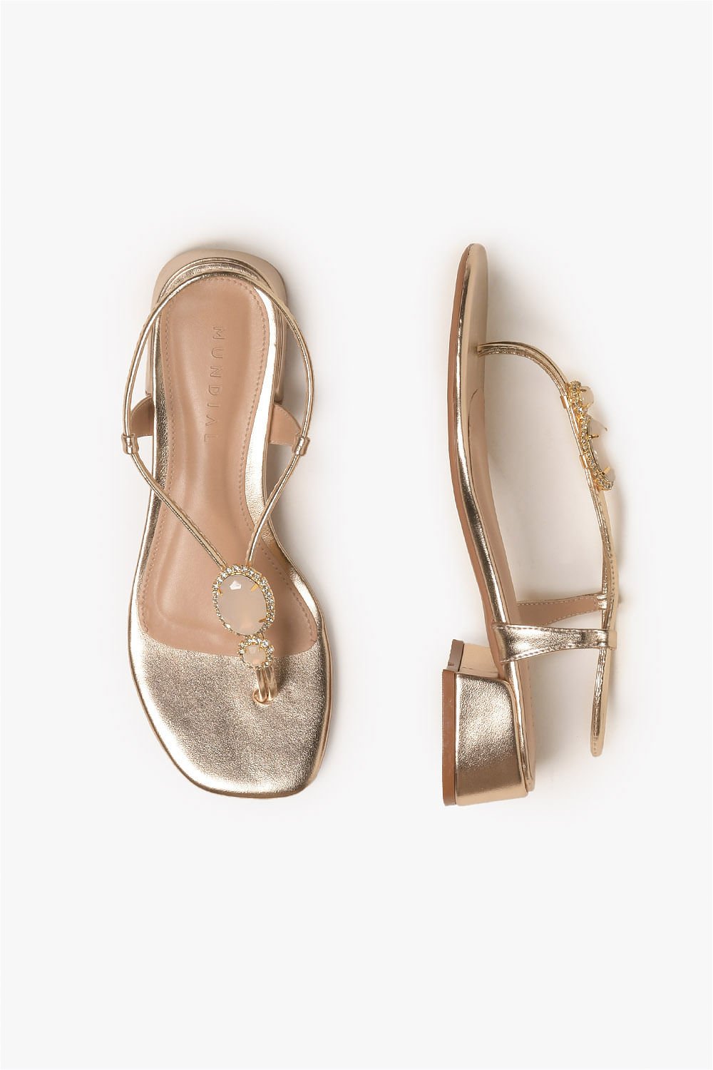 Sandália Feminina Salto Médio Mundial Farah Dourado 3