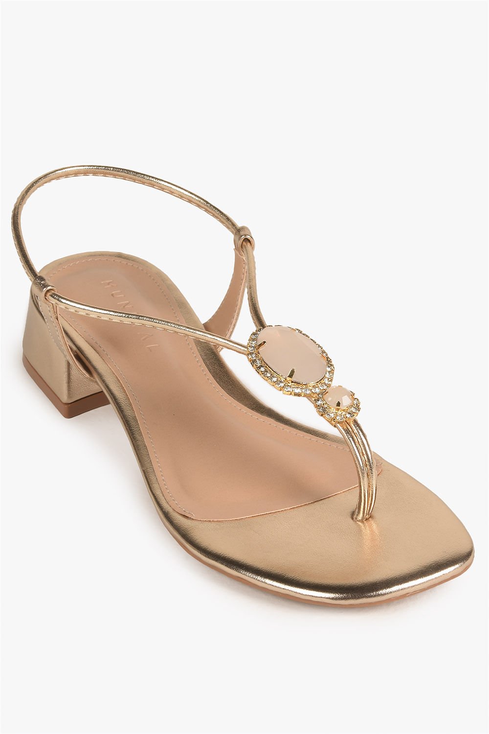 Sandália Feminina Salto Médio Mundial Farah Dourado 4