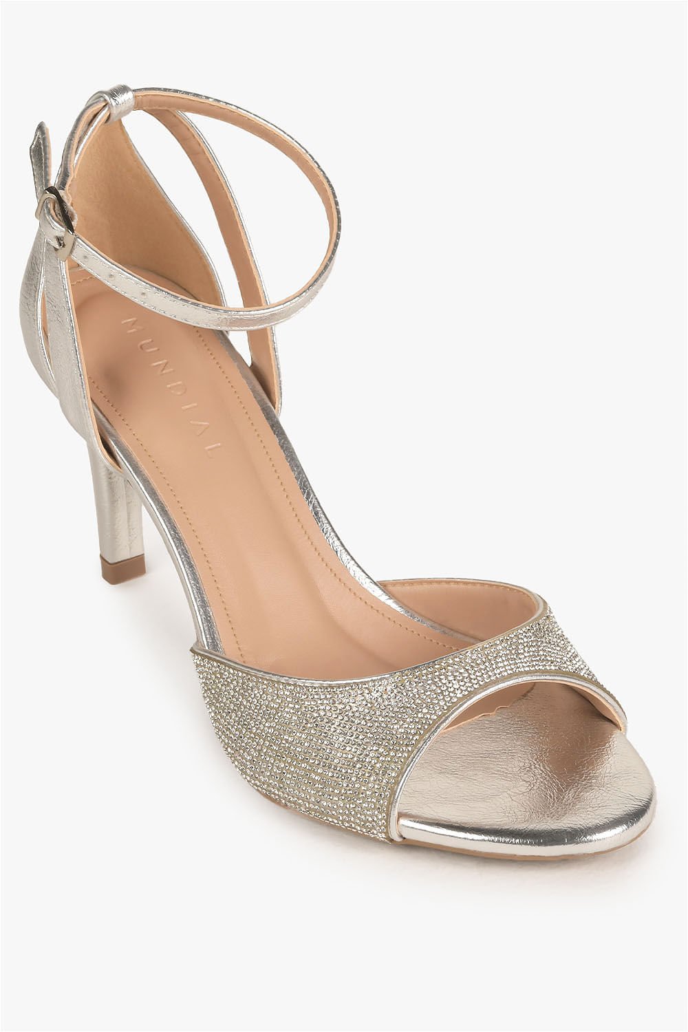 Sandália Feminina Salto Alto Mundial Miriel Prata 4