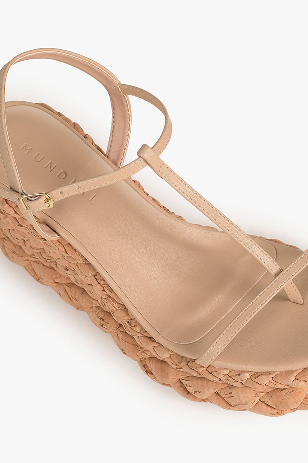 Sandália Feminina Anabela Mundial Journey Bege 2