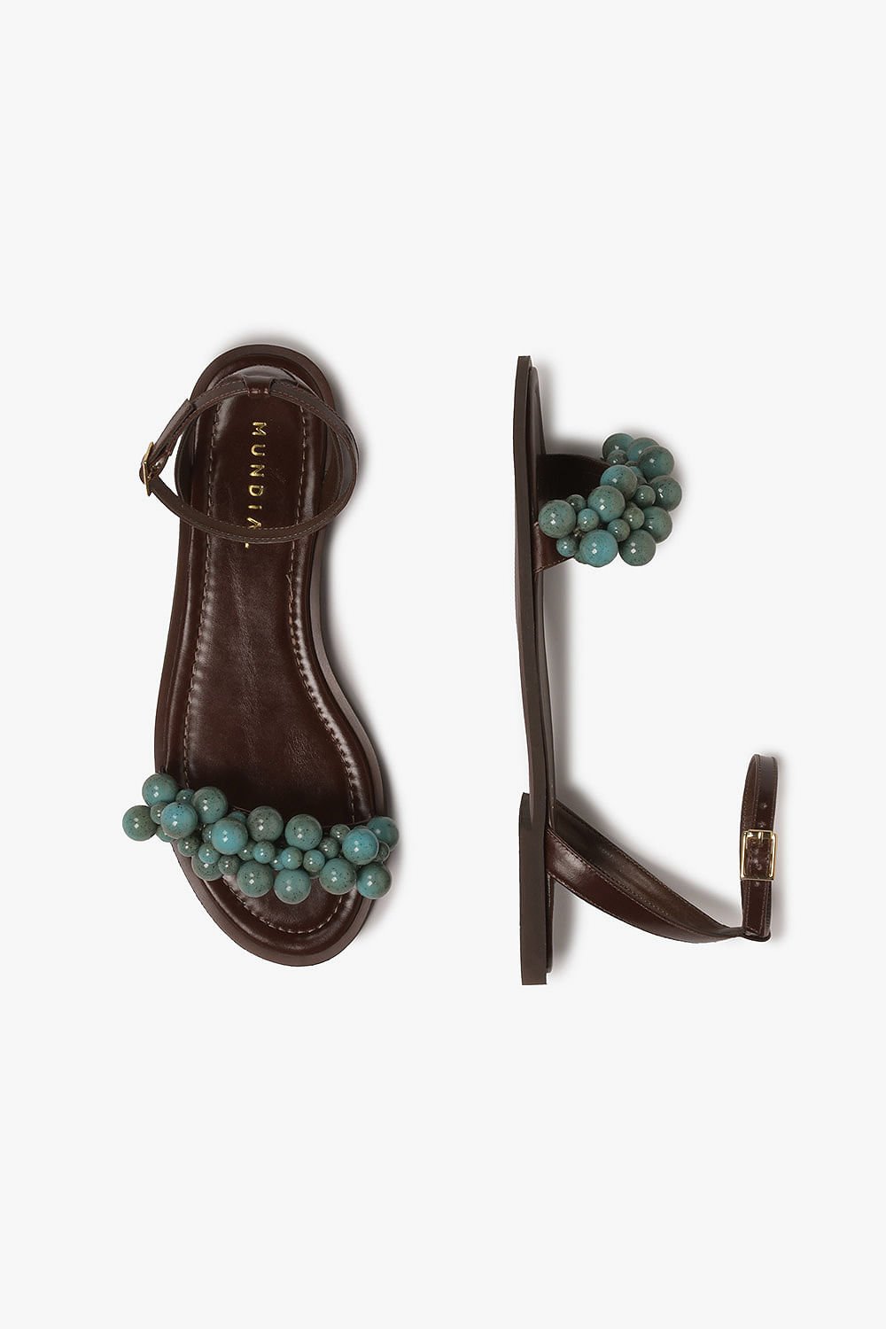 Rasteira Feminina Mundial Eliz Café/Verde 5