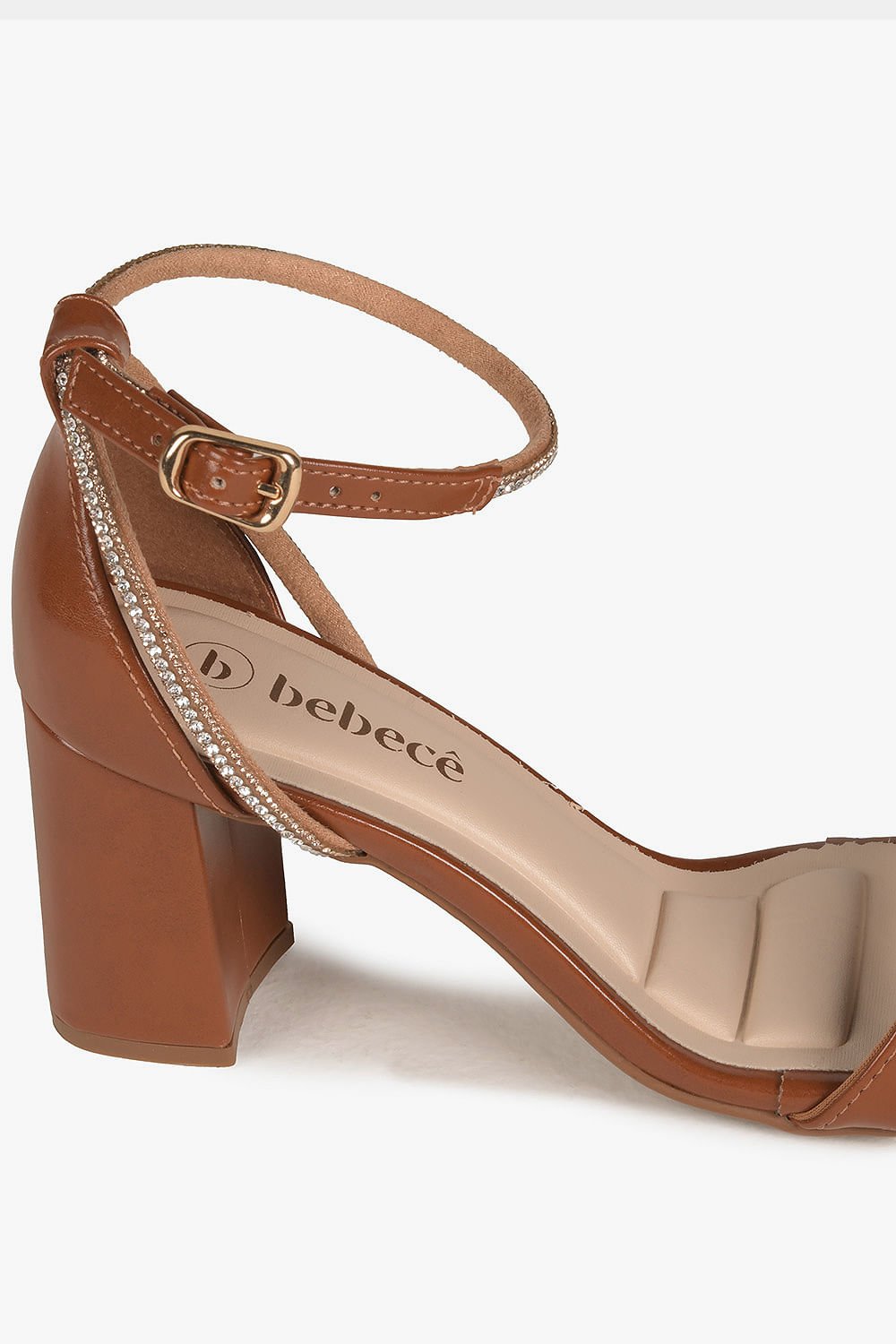 Sandália Feminina Salto Médio Bebecê Valerie Marrom 2