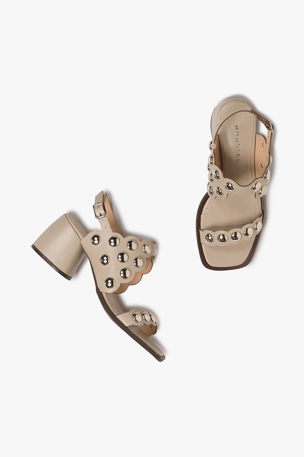 Sandália Feminina Salto Médio Mundial Geana Off White 3