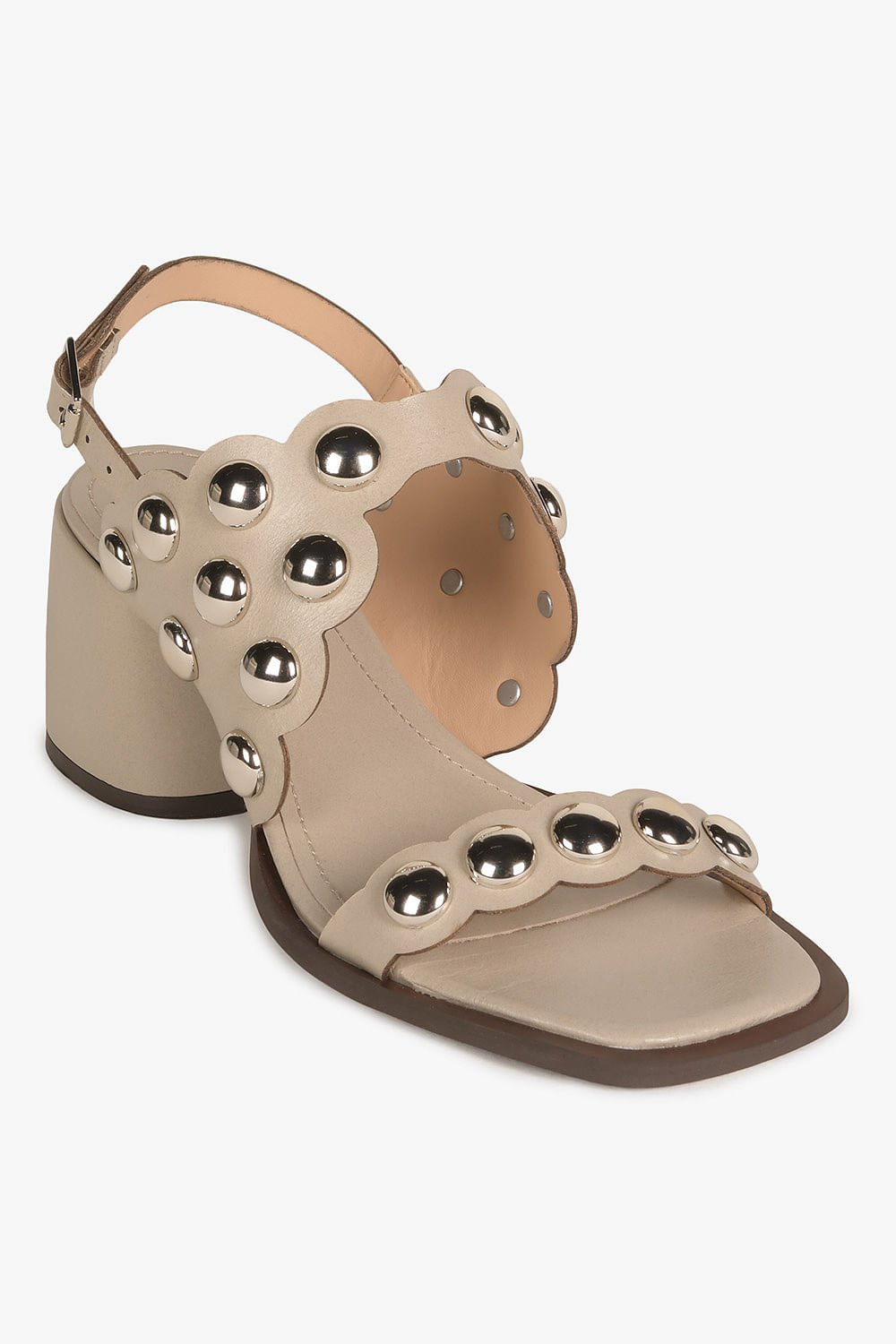 Sandália Feminina Salto Médio Mundial Geana Off White 4