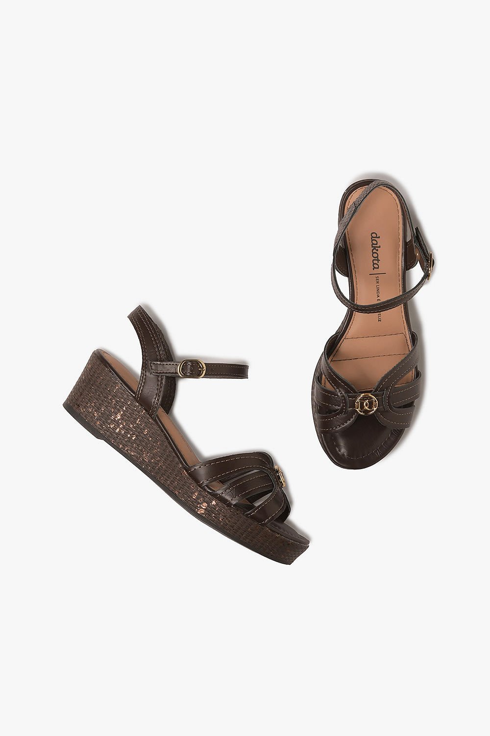 Sandália Feminina Anabela Dakota Fleur Marrom 3