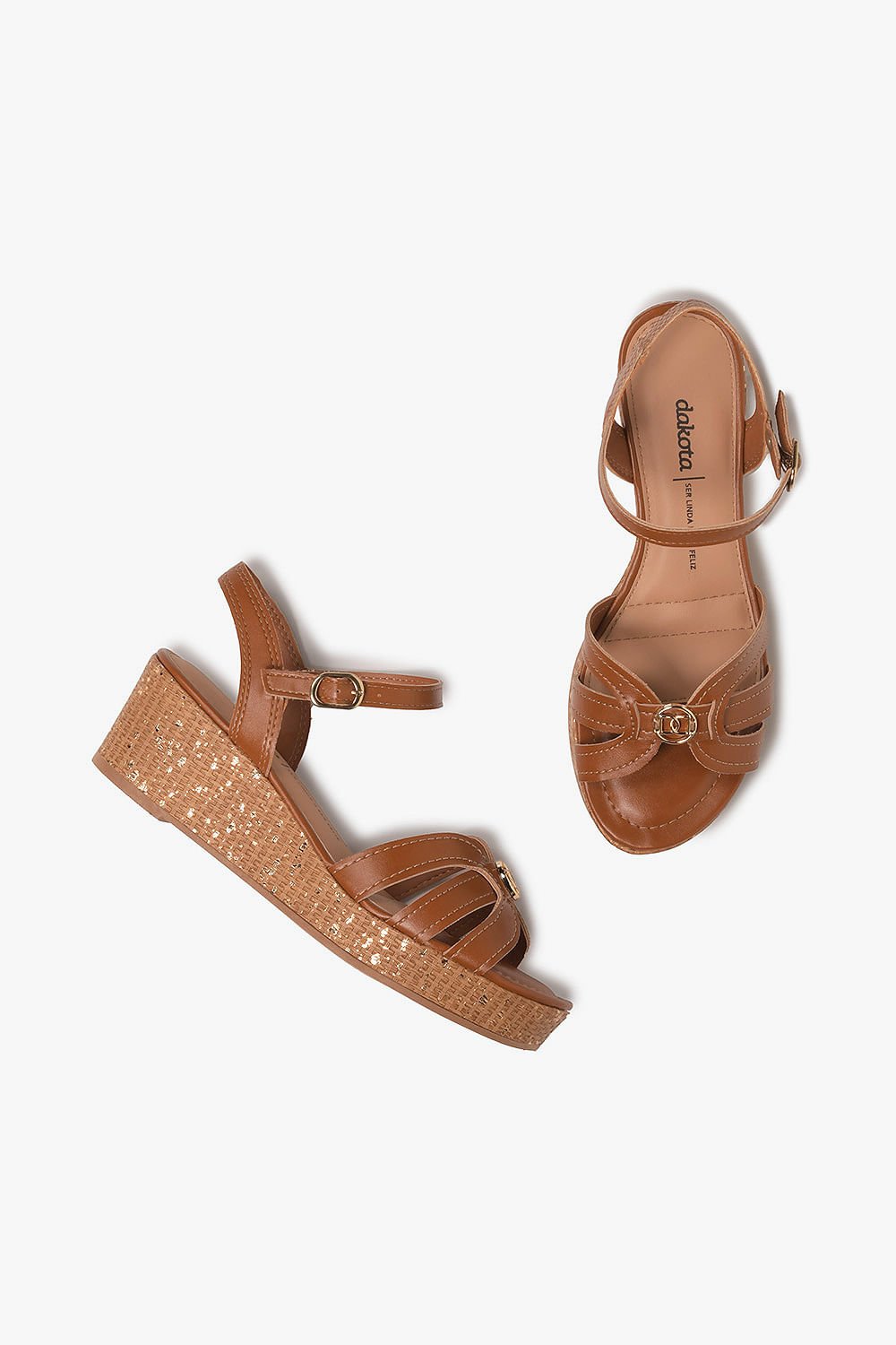 Sandália Feminina Anabela Dakota Fleur Marrom 3