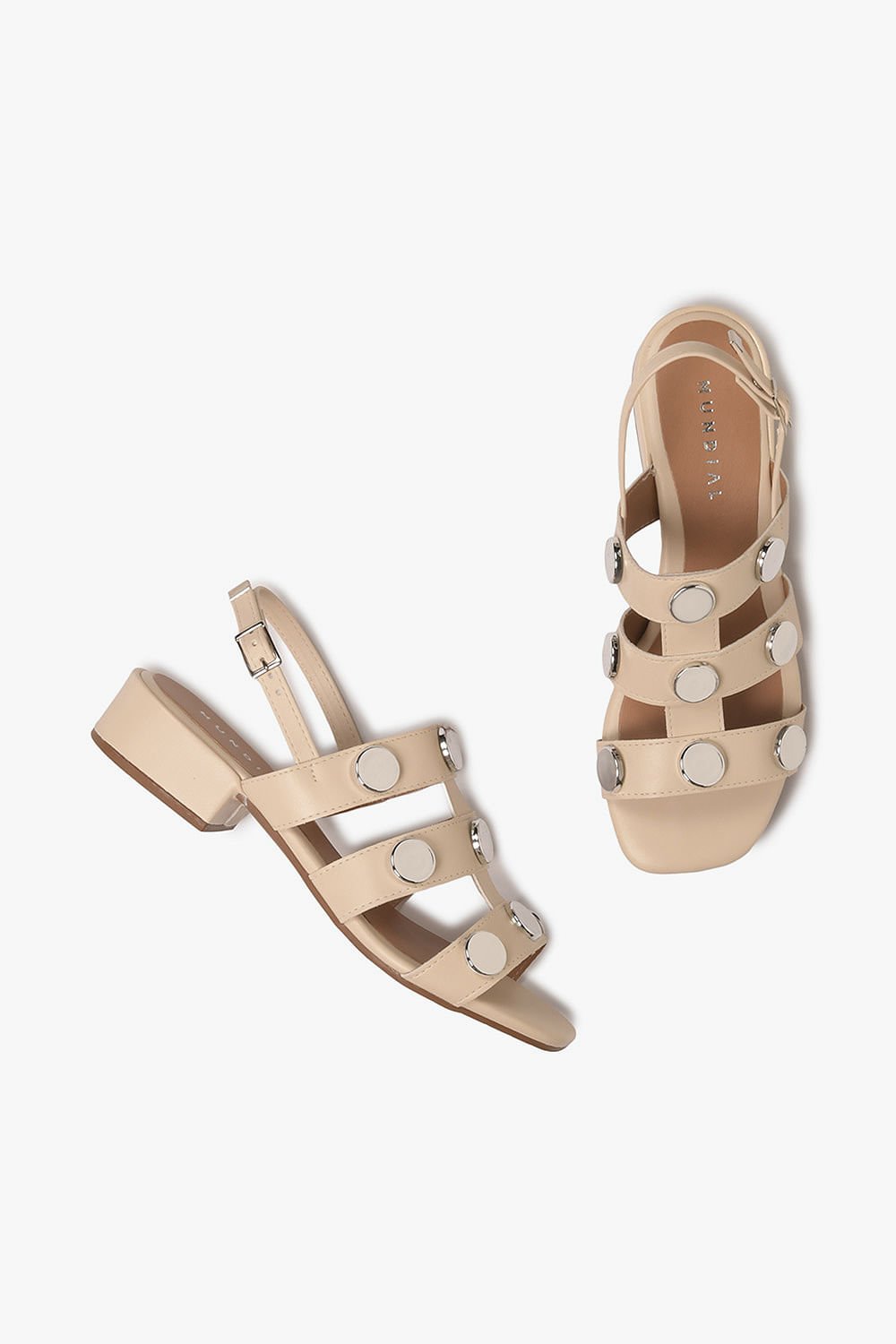 Sandália Feminina Salto Baixo Mundial Adhara Off White 3