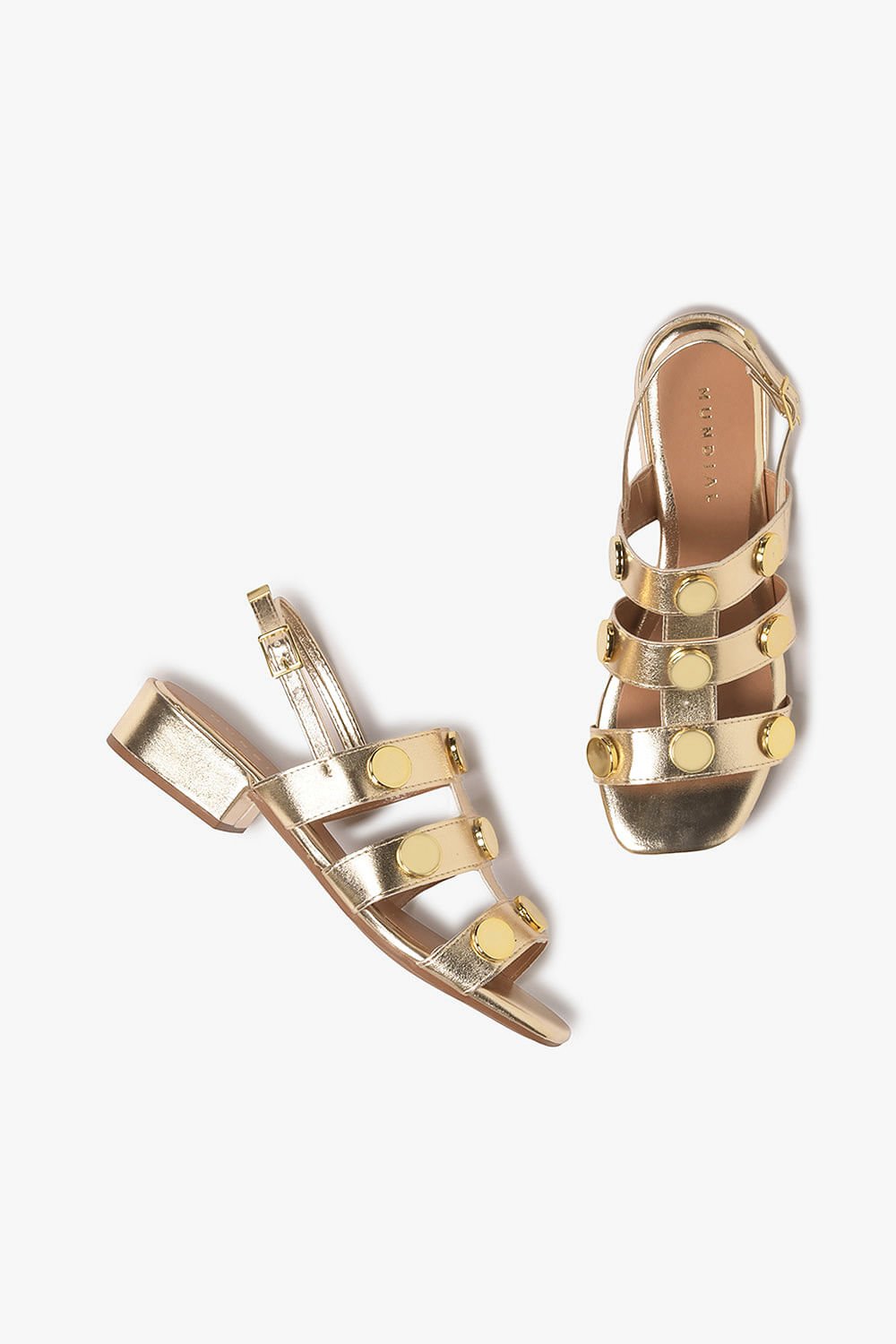 Sandália Feminina Salto Baixo Mundial Adhara Dourado 3