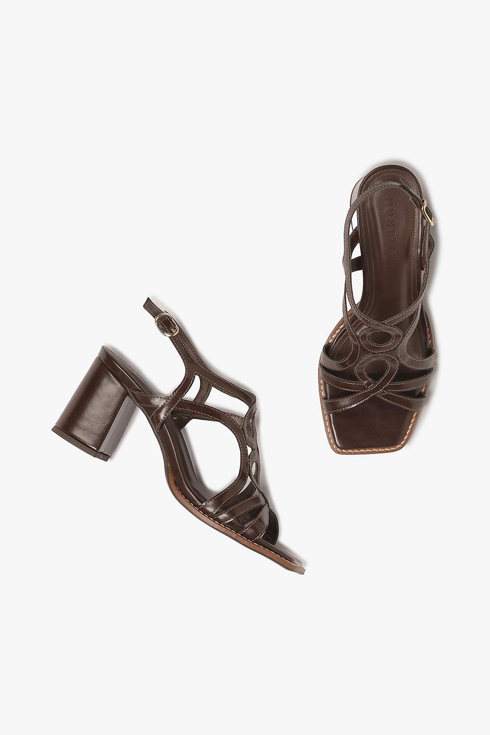 Sandália Feminina Salto Alto Mundial Elanor Café 7