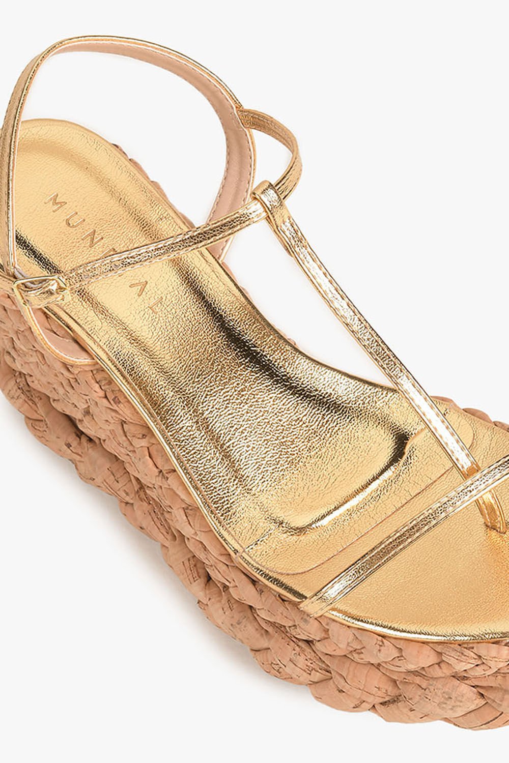Sandália Feminina Anabela Mundial Journey Dourado 2
