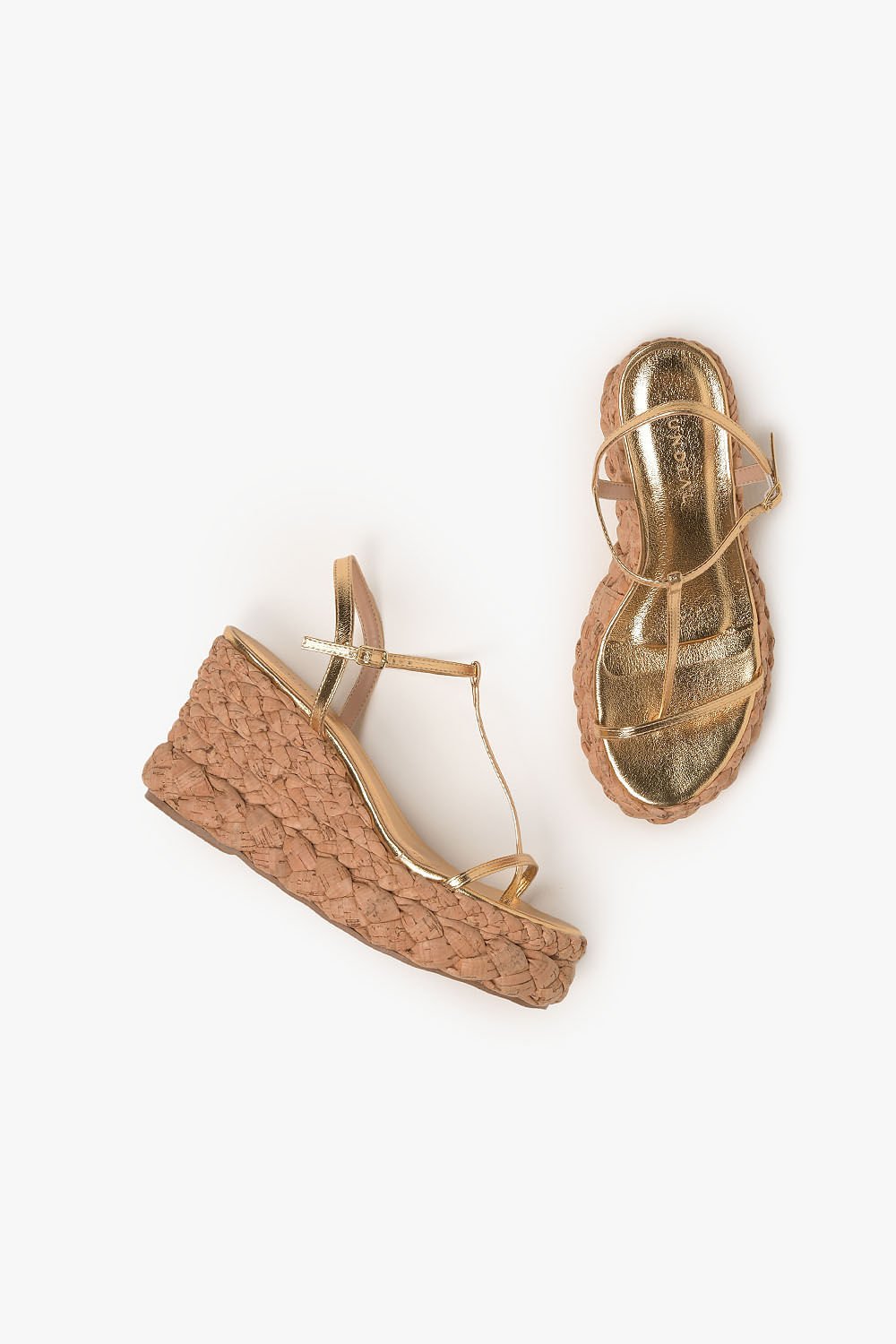 Sandália Feminina Anabela Mundial Journey Dourado 3