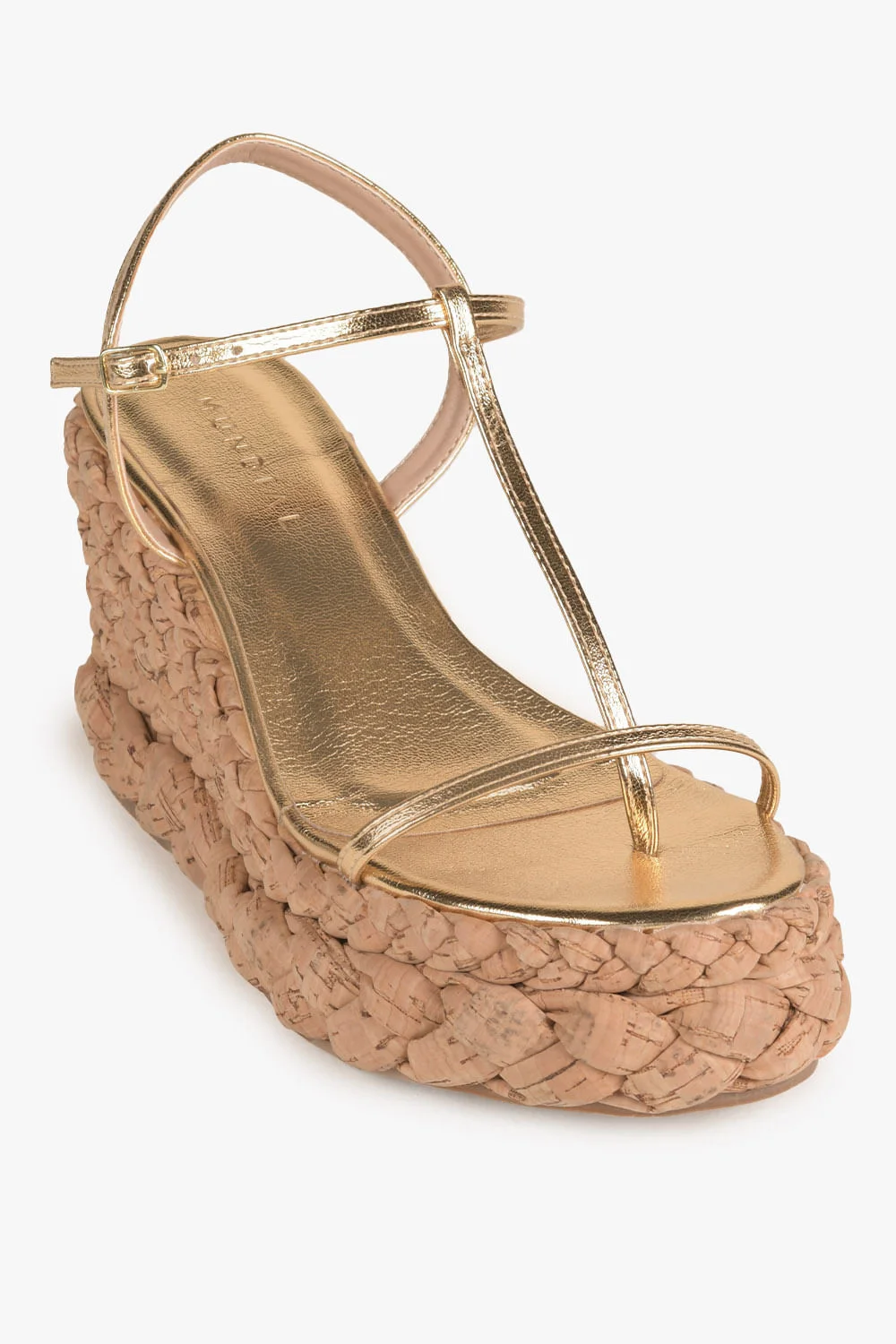 Sandália Feminina Anabela Mundial Journey Dourado 4