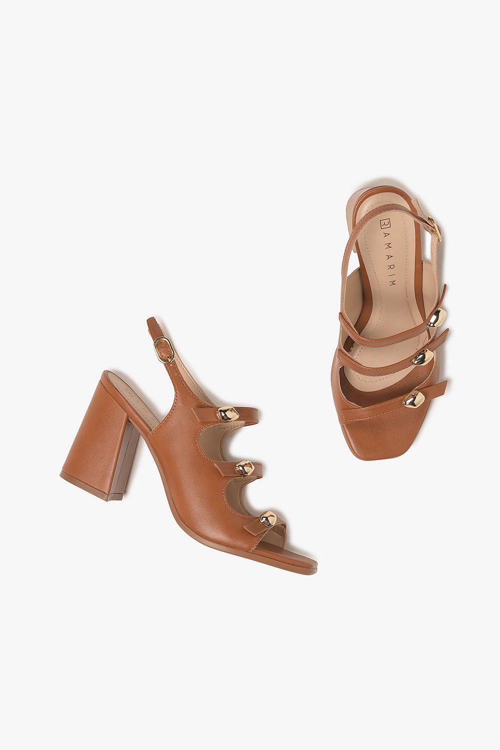 Sandália Feminina Salto Alto Ramarim Mariani Caramelo 3