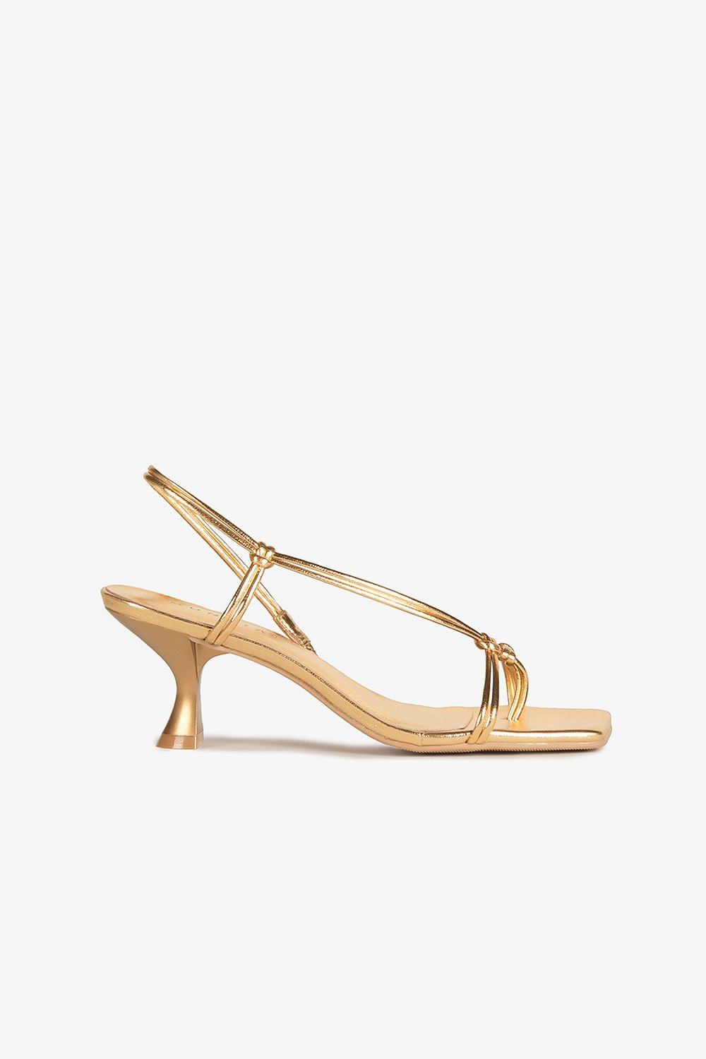 Sandália Feminina Salto Medio Mundial Havena Dourado 1