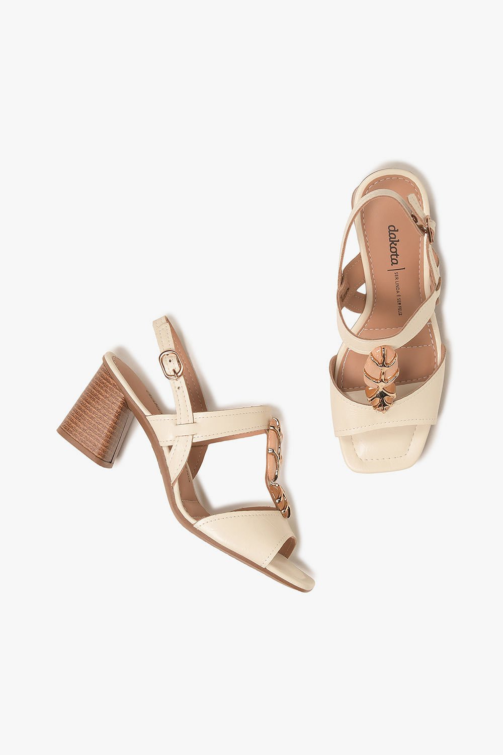 Sandália Feminina Salto Medio Dakota Pauline Off White 3