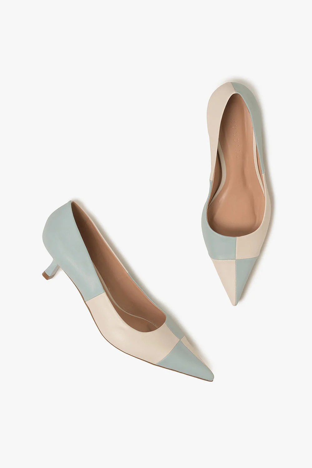 Sapato Feminino Salto Médio Mundial Monaco Azul/Bege 3