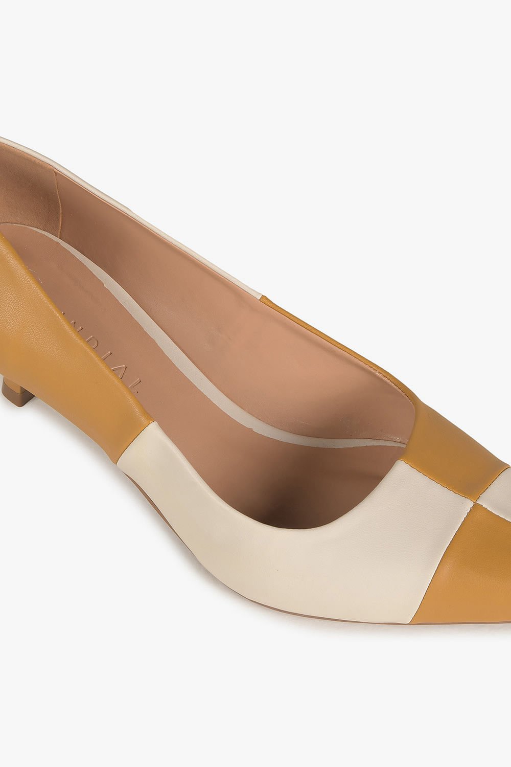Sapato Feminino Salto Médio Mundial Monaco Amarelo/Bege 2
