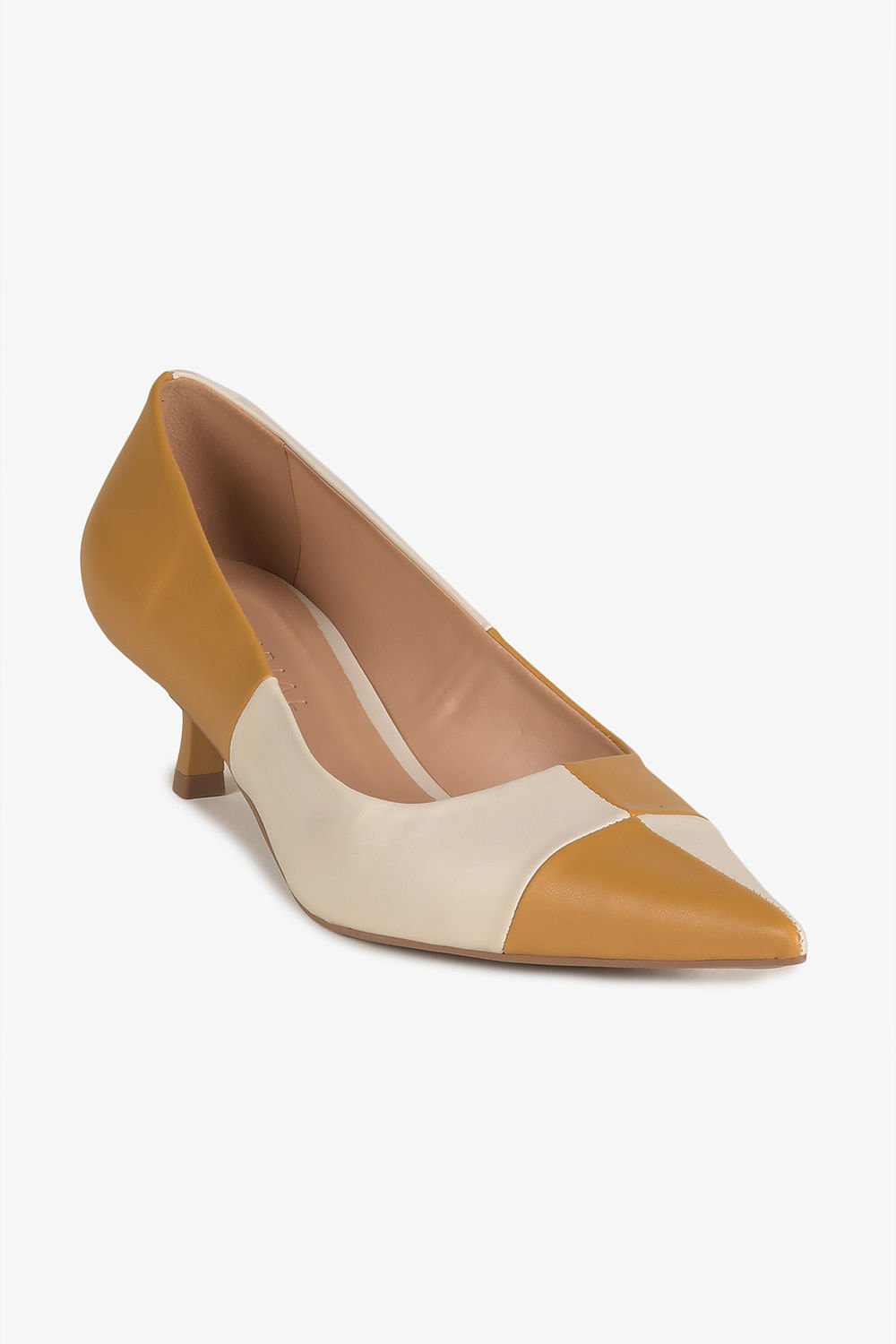 Sapato Feminino Salto Médio Mundial Monaco Amarelo/Bege 4