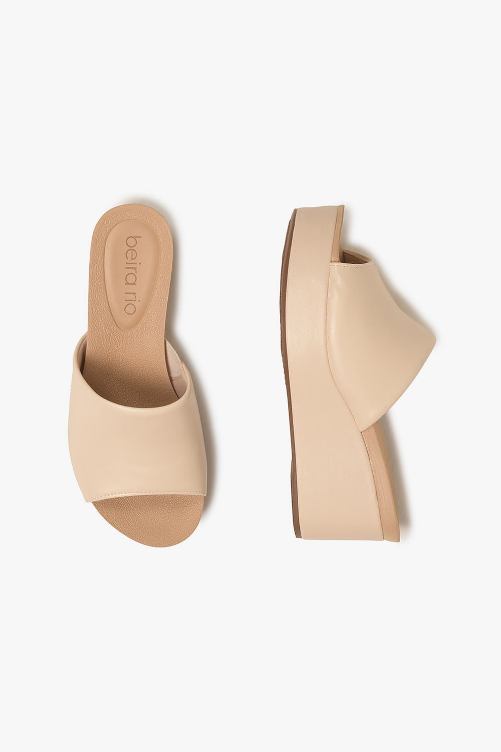 Tamanco Feminino Anabela Beira Rio Amora Bege 3