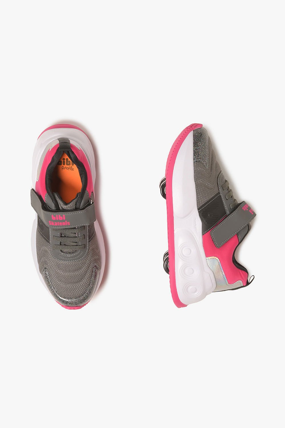 Tênis Infantil De Rodinha Bibi Skatenis Cinza/Rosa 3