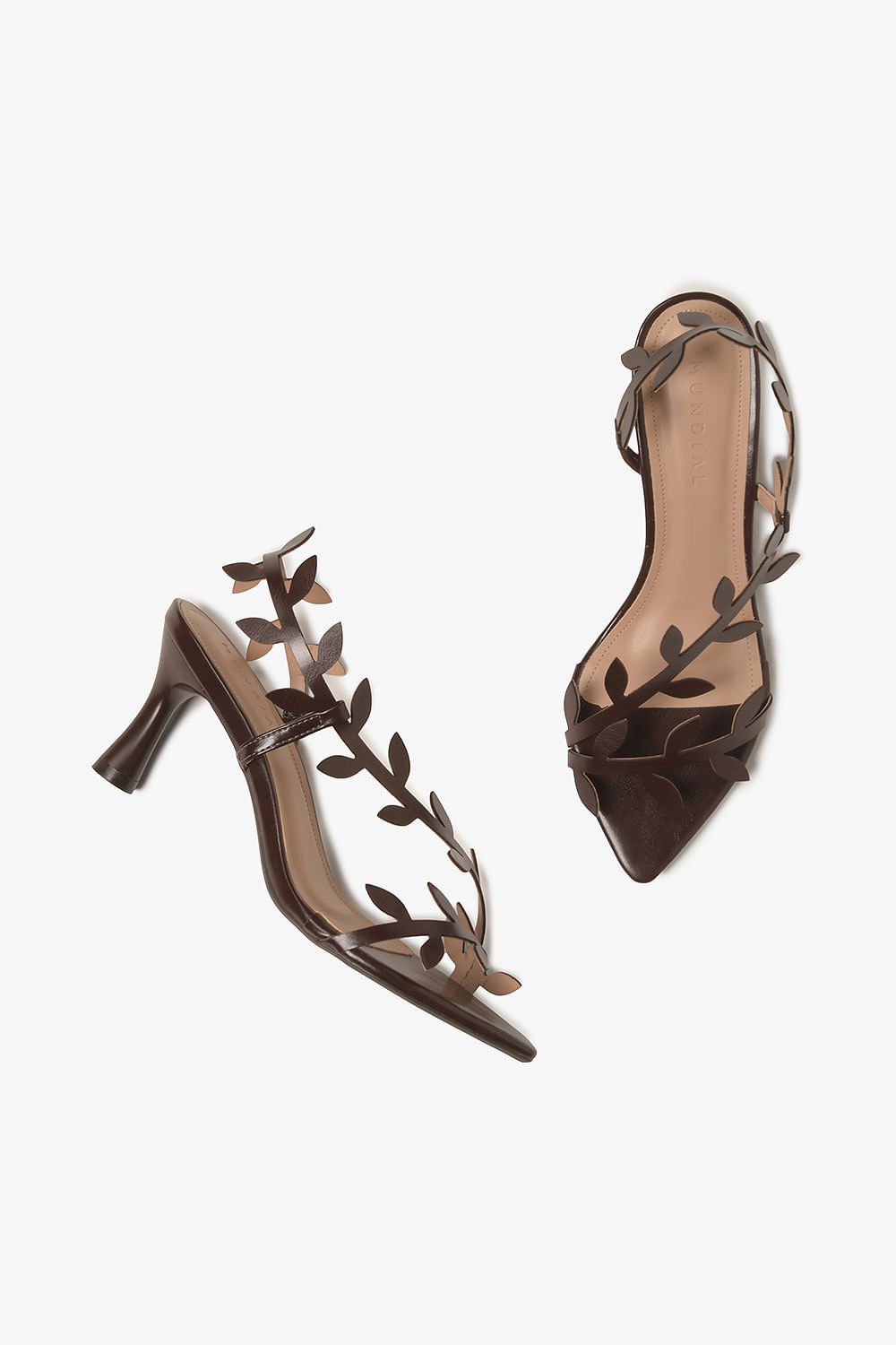 Sandália Feminina Salto Alto Mundial Elenya Café 3