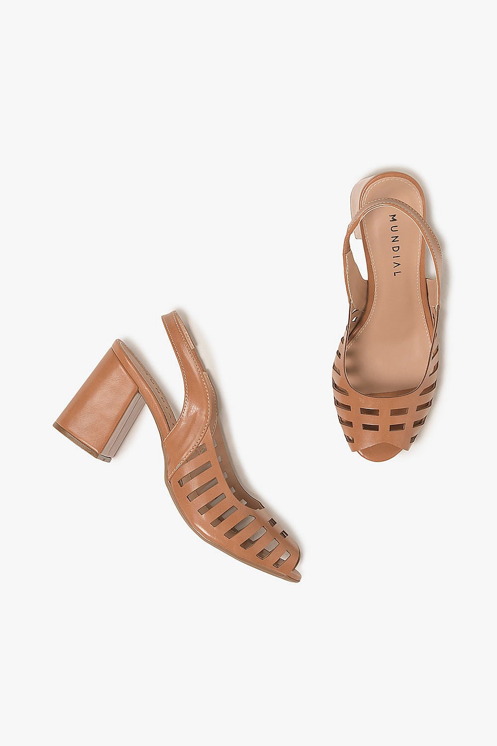 Sandália Feminina Peep Toe Mundial Angella Caramelo 4