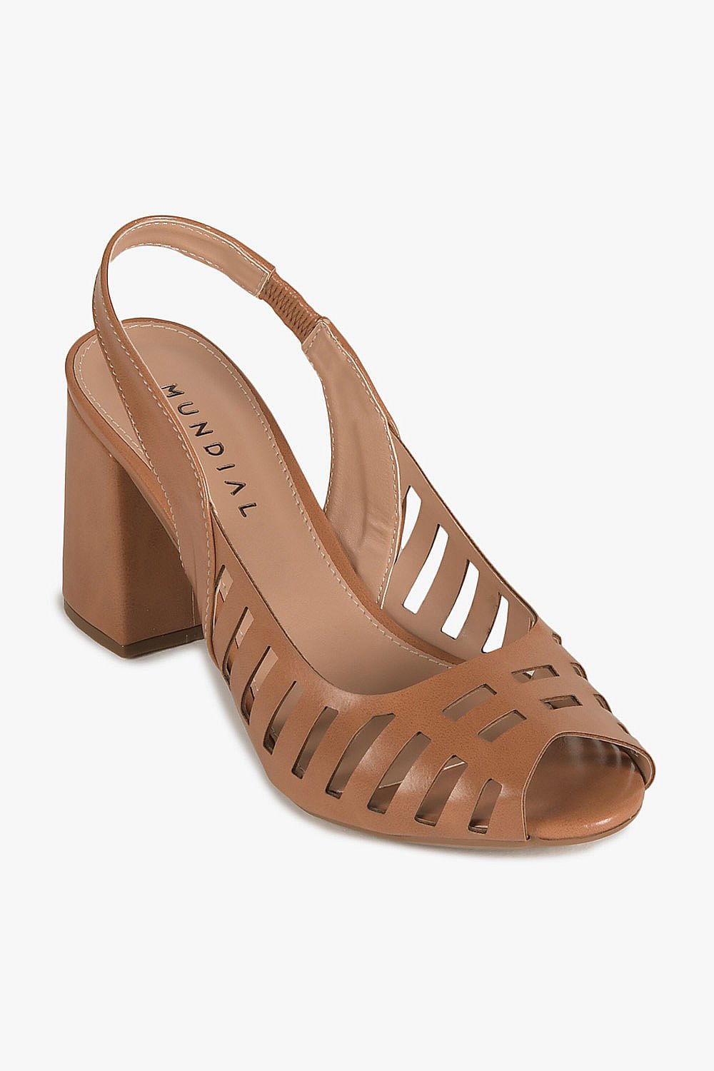 Sandália Feminina Peep Toe Mundial Angella Caramelo 5