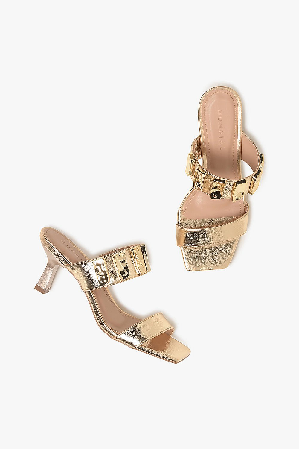 Tamanco Feminino Salto Médio Mundial Liriel Dourado 3