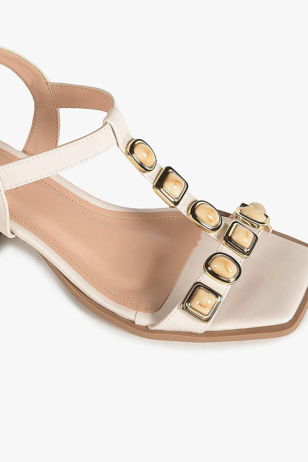 Sandália Feminina Salto Médio Mundial Oriane Off White 2